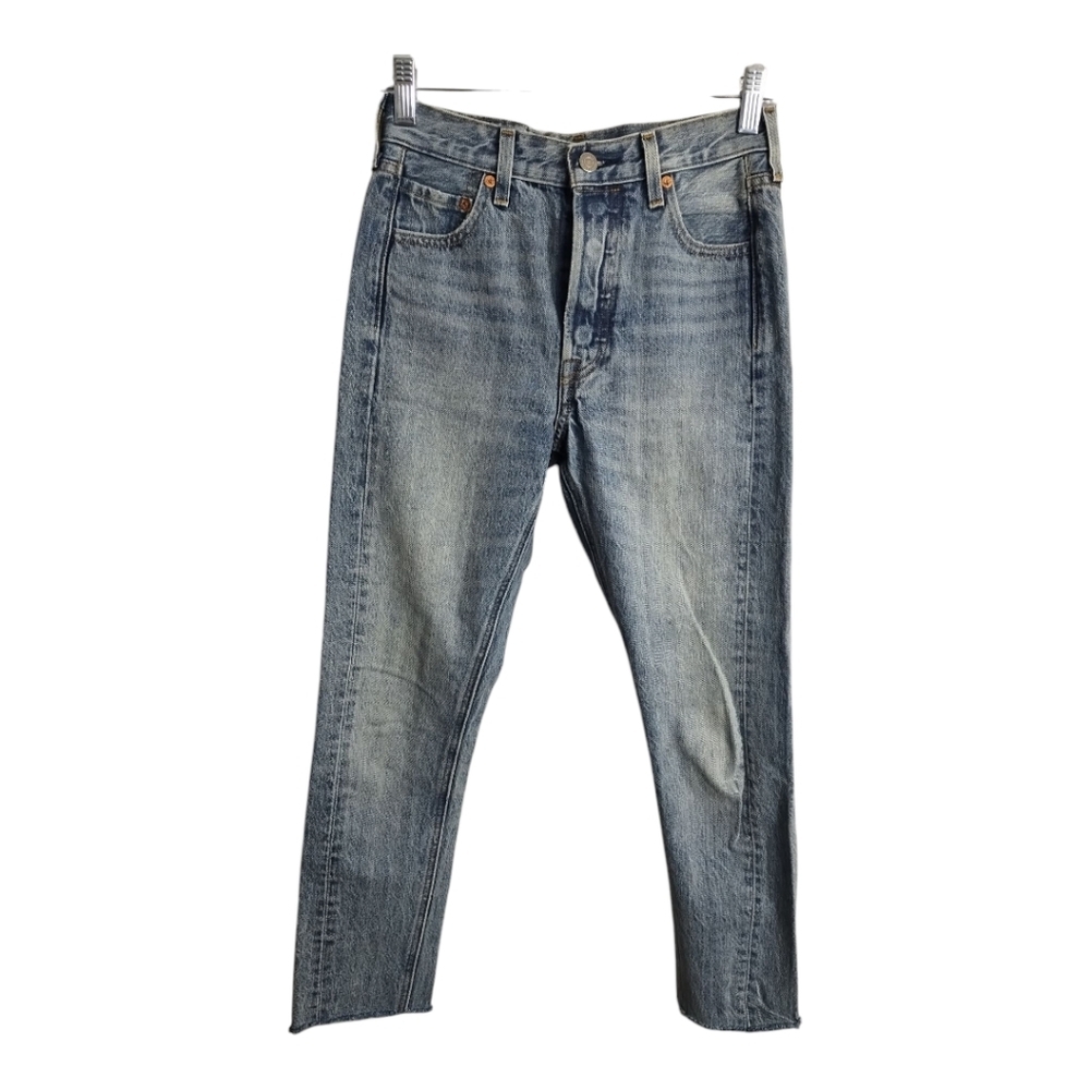 Levis Altered‎ 501 Skinny Button Fly Raw Hem Rodeo Western Festival Jeans 25